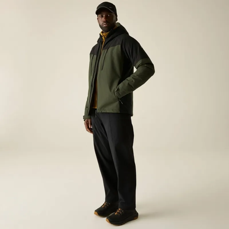 Regatta Mens Highton Stretch Waterproof Insulated Jacket Dark Khaki/Black-3