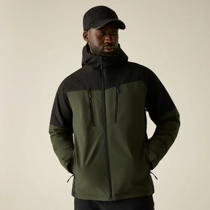 Regatta Mens Highton Stretch Waterproof Insulated Jacket Dark Khaki/Black-1