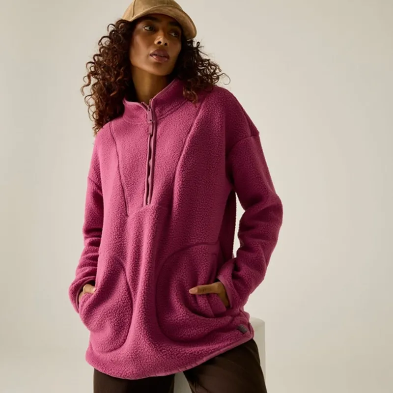 Regatta Ladies Frankie Borg Longline Half Zip Fleece Violet-1