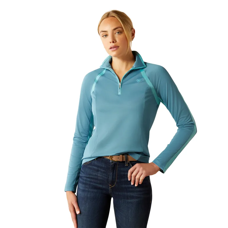 Ariat Ladies Sunstopper 3.0 1/4 Zip Baselayer Storm Blue