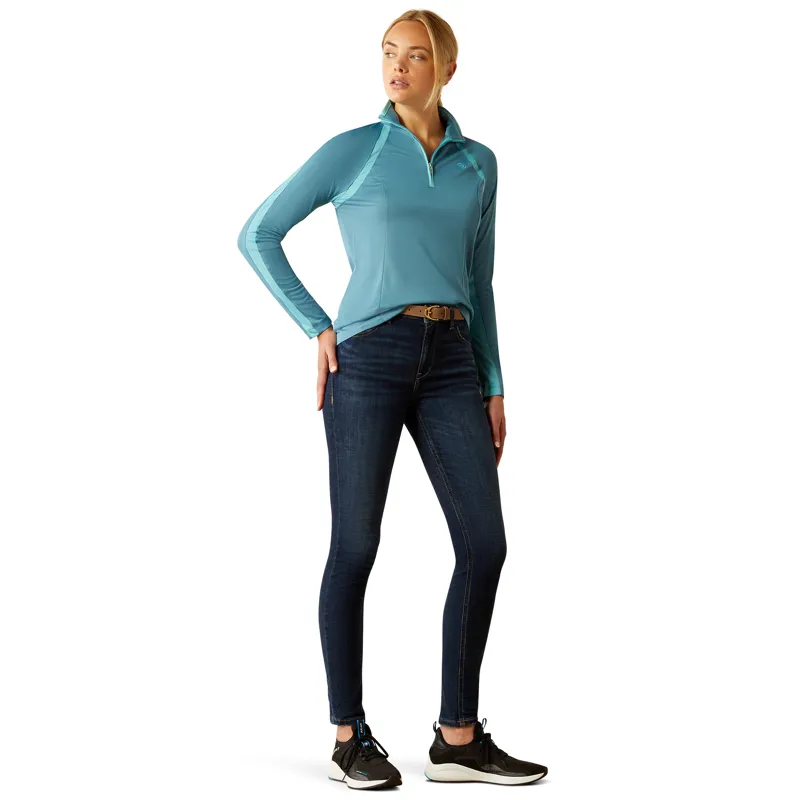 Ariat Ladies Sunstopper 3.0 1/4 Zip Baselayer Storm Blue-4