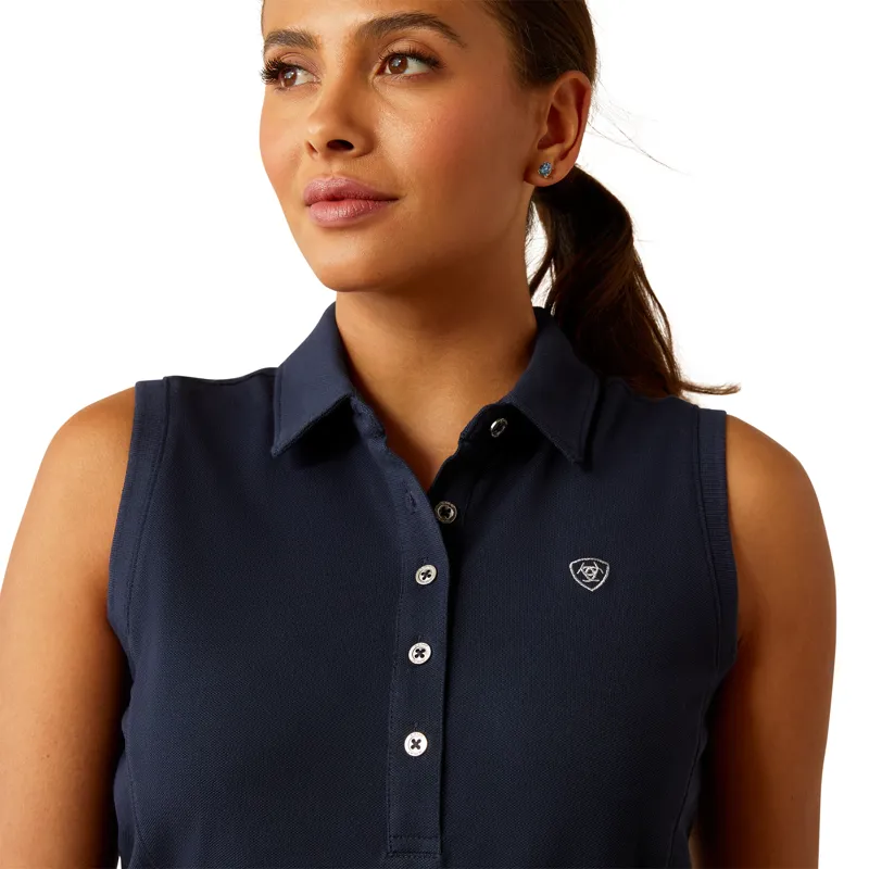 Ariat Ladies Prix 3.0 Sleeveless Polo Navy Eclipse-2