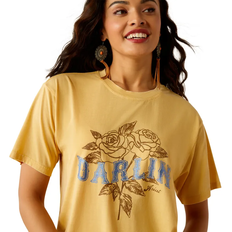 Ariat Ladies Darlin Rose T-Shirt Rattan-1