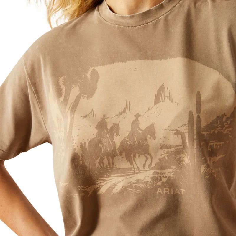 Ariat Ladies Western Murial T-Shirt Washed Greige-1