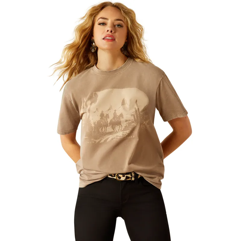 Ariat Ladies Western Murial T-Shirt Washed Greige