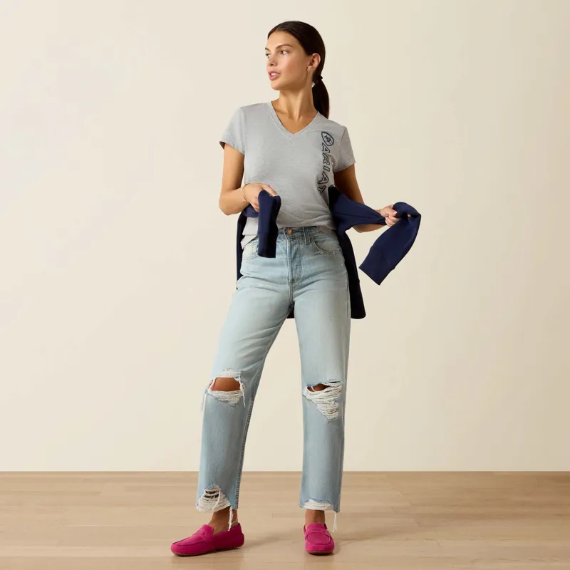 Ariat Ladies Vertical Logo T-Shirt Heather Grey-2
