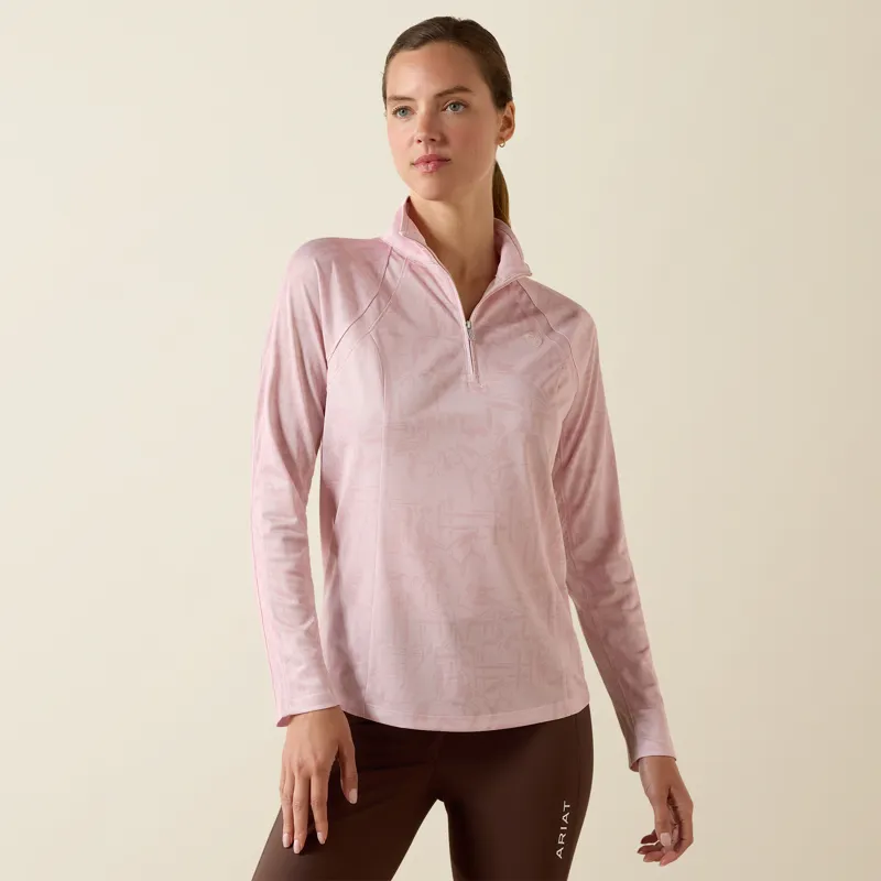 Ariat Ladies Sunstopper 3.0 1/4 Zip Baselayer Sepia Rose Horse Park