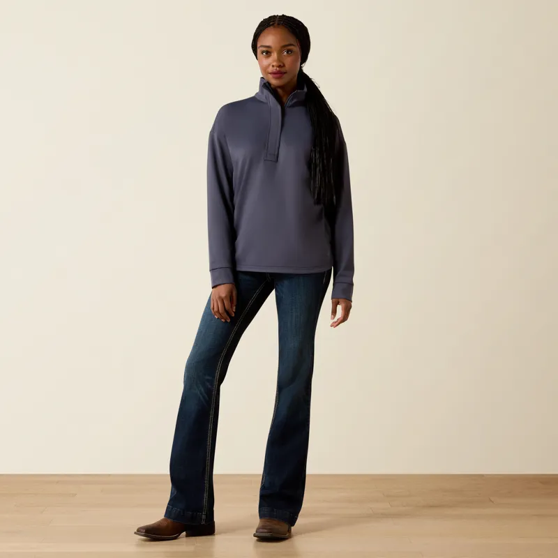 Ariat Ladies Breeze Logo 1/2 Zip Sweatshirt Ombre Blue-2