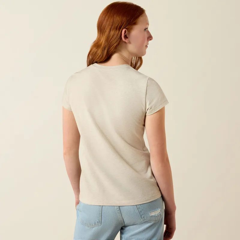 Ariat Youth Floral Leap T-Shirt Oatmeal-1