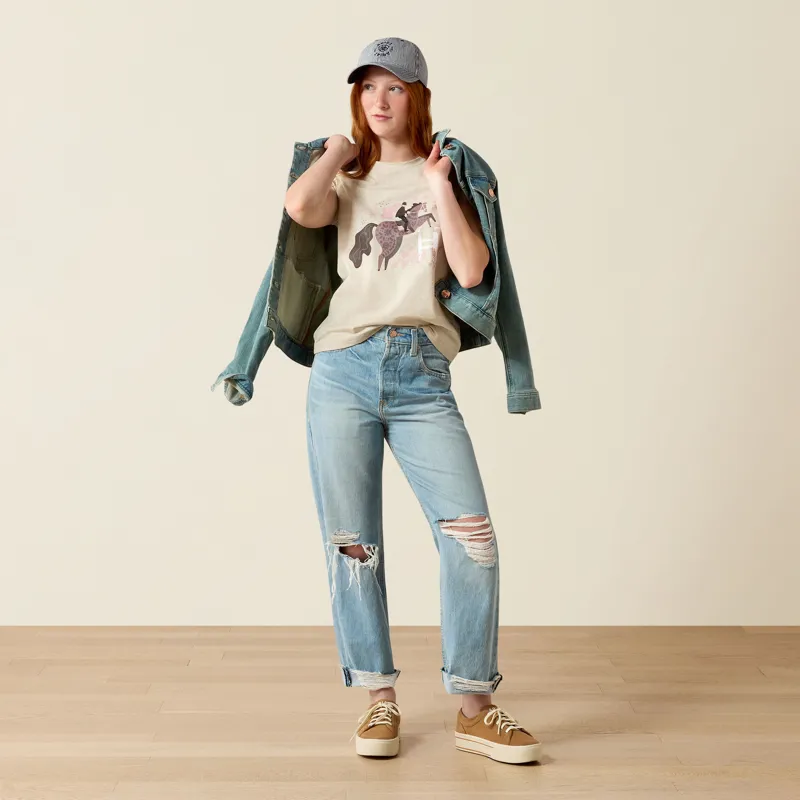 Ariat Youth Floral Leap T-Shirt Oatmeal-2