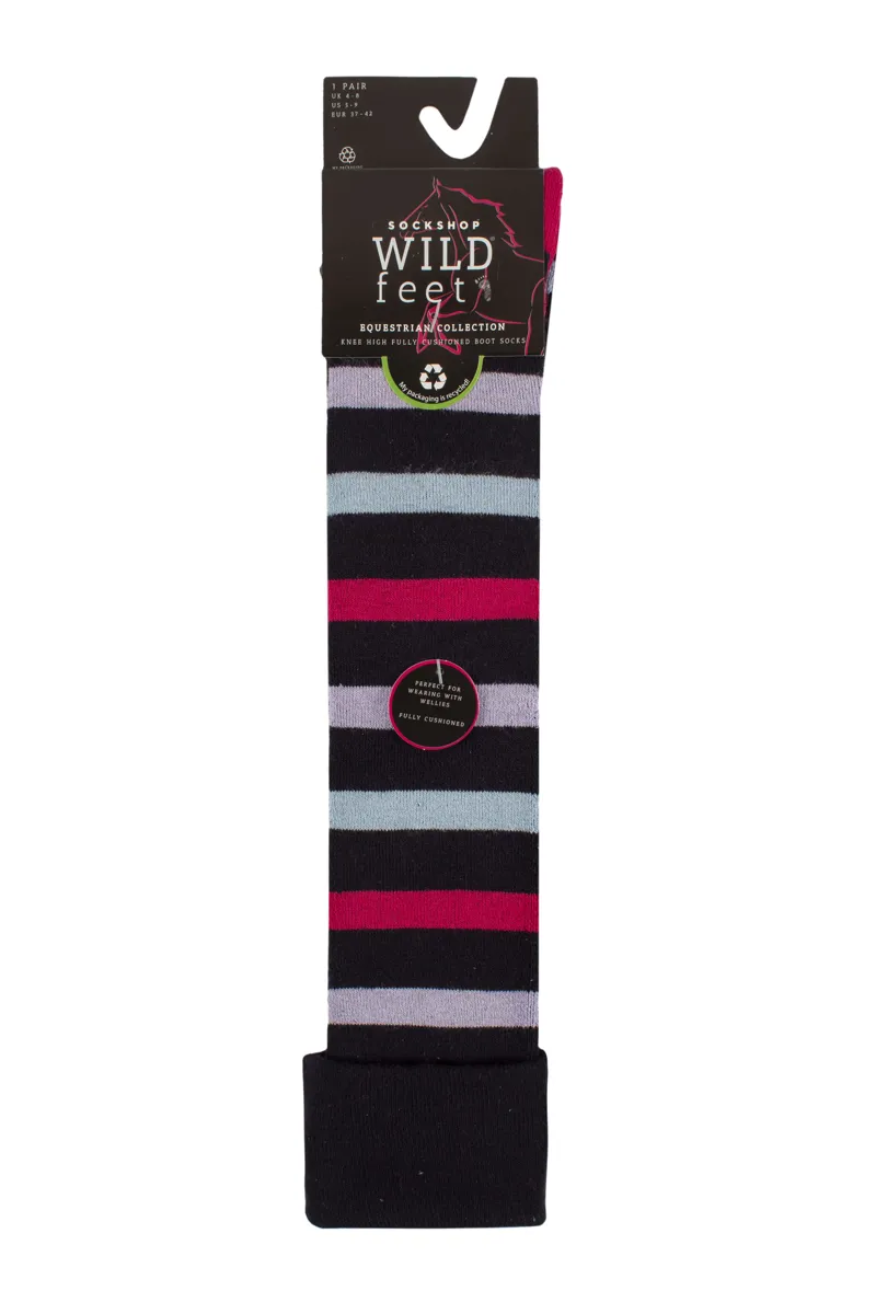 Junior Wildfeet Cushioned Knee High Socks Navy Stripe-1