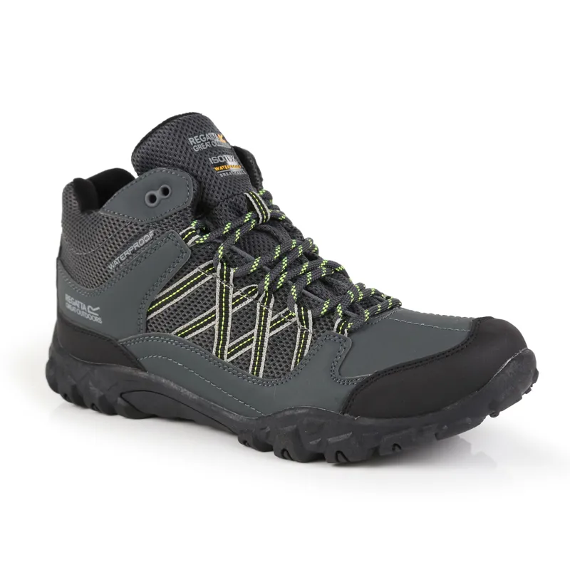 Regatta Mens Edgepoint Mid Waterproof Walking Boots Briar Lime Punch-3