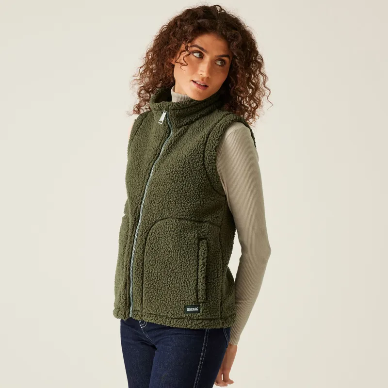 Regatta Ladies Calmry Fleece Gilet Dark Khaki-2