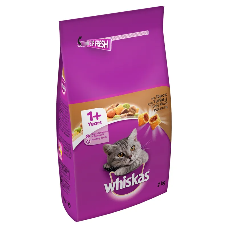 Whiskas Adult 1+ Dry Cat Food Duck and Turkey 2kg