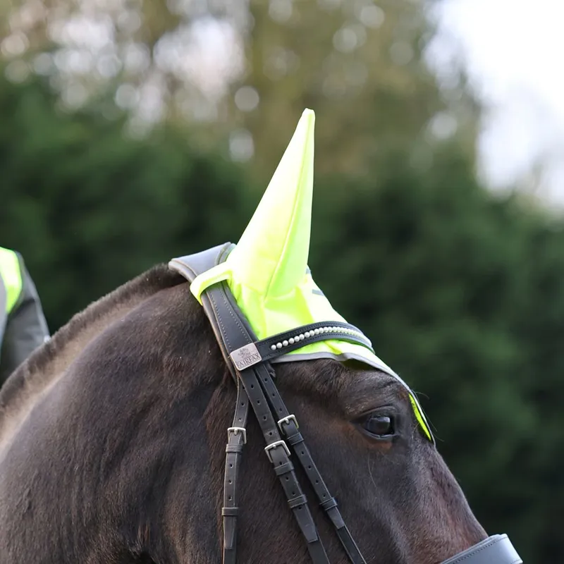 Equetech Hi-Viz Vision Acoustic Ear Bonnet Yellow-2