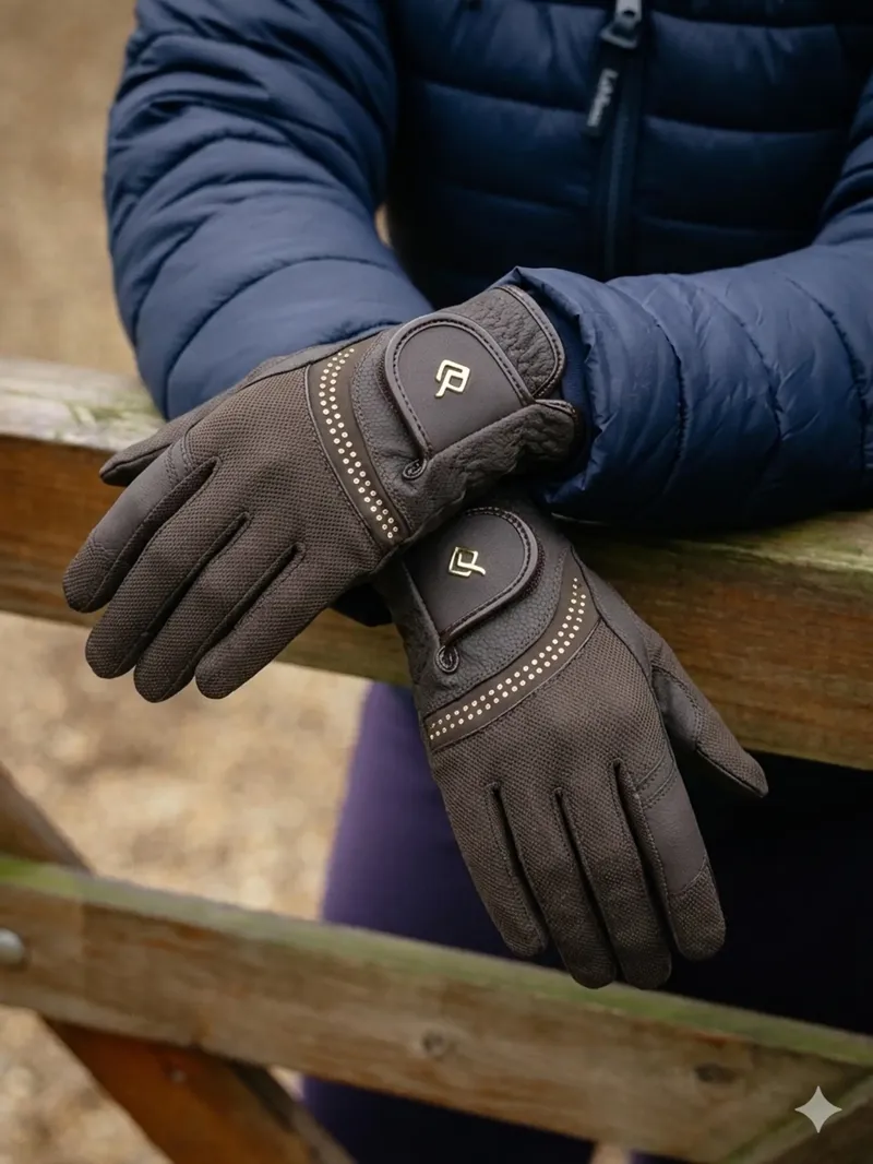 LeMieux Crystal Gloves Espresso-1