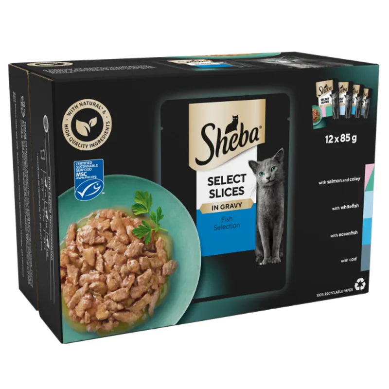 Sheba Pouches Select Slices Fish Collection in Gravy 12x85g