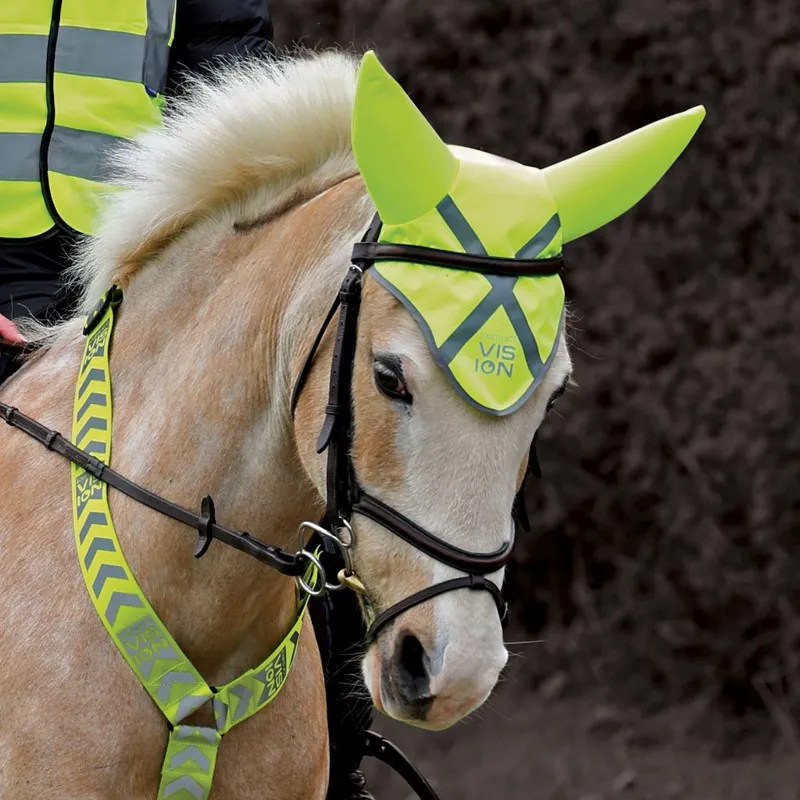 Equetech Hi-Viz Vision Acoustic Ear Bonnet Yellow-1